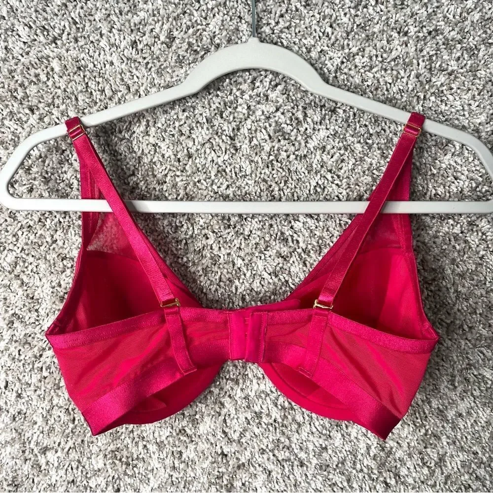 Soma Bra Women's 34DD Hot Pink Lightest‎ Lift Mesh Plunge